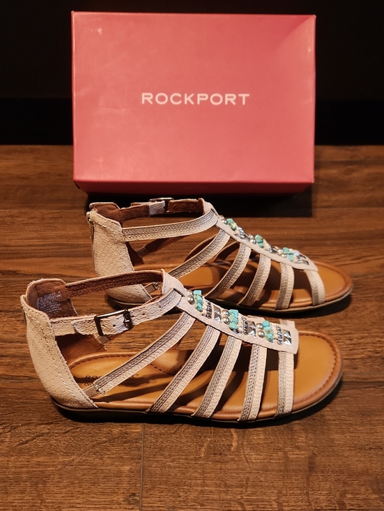 Rockport Shoes - Women Rockport Women's Tan Strappy Beaded Gladiator Sandals